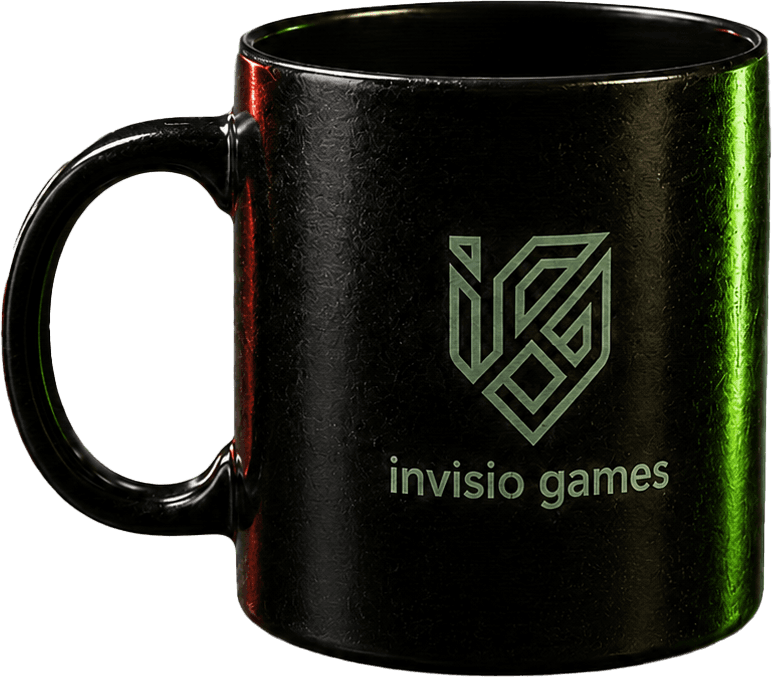 Invisio Games mug on desk
